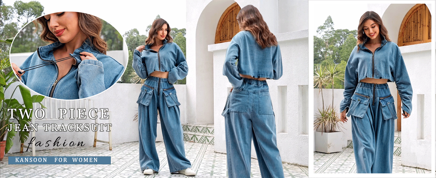 良品 ADJUSTABLE COSTUME DENIM VITO 2P セット Amazon.com: KANSOON 2 Piece Sweatsuits for Women Jean Set